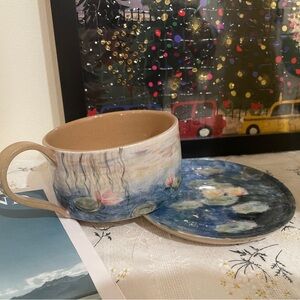 Artistic Ceramic Mug and Saucer Set
